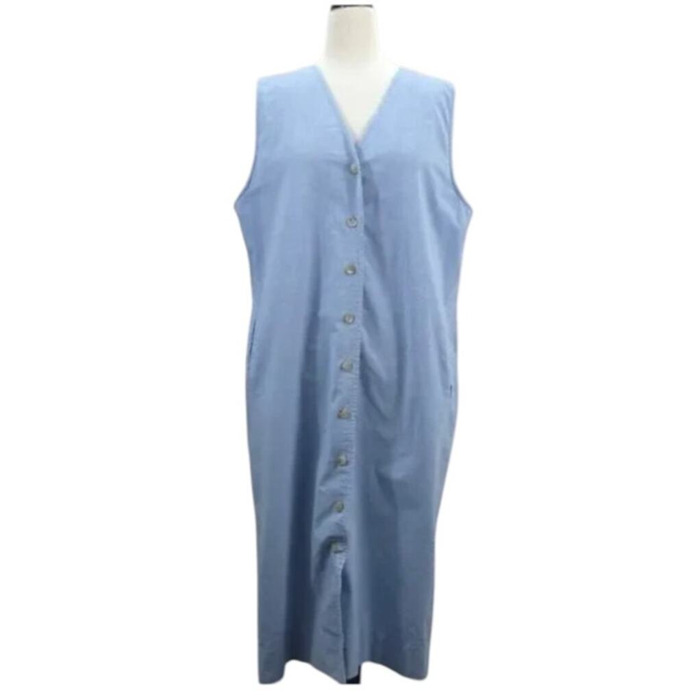 Vintage Pendleton Sophisticates Button Up Jumper Dress Blue Chambray Size 12
